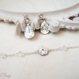 Bracelet mariée strass cristal et perles personnalisable "Grace"