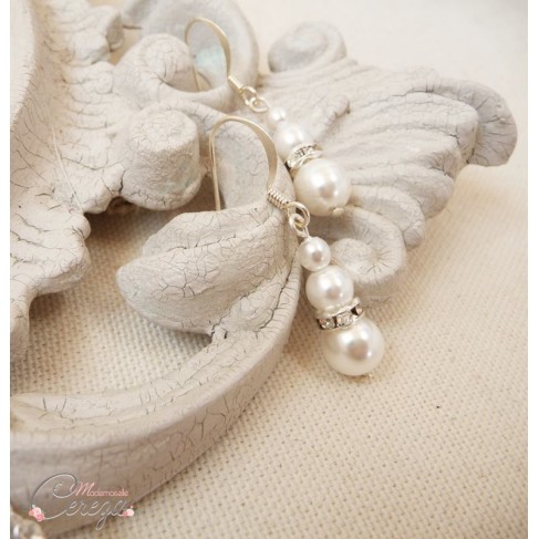 Boucles d'oreille mariée perles et strass de cristal personnalisables "Holly"