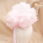 Bouquet de mariée Pivoine rose blanc plumes bijou