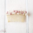 Peigne de mariée 'Kate' perles personnalisable blanc, ivoire, rose