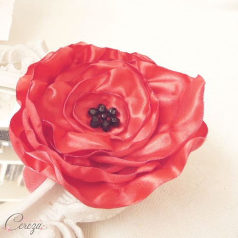 Broche coquelicot bijou fleur mariage rouge noir
