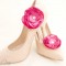 Bijoux de chaussures mariage rose fuchsia fleur et cristal customiser escarpins