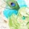 mariage plume paon, fleur et perles Broche bijou chic turquoise vert anis tenue maman mariée
