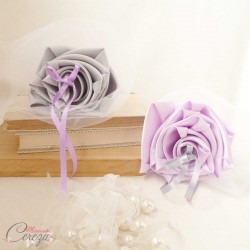 Mariage mauve parme gris blanc porte-alliance Duo floral personnalisé