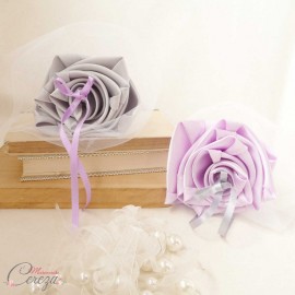 Mariage mauve parme gris blanc porte-alliance Duo floral 