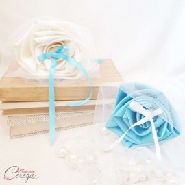 Porte-alliance original Duo turquoise ivoire 
