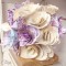 Bouquet de mariage original parme ivoire fleurs de papier personnalisé "Crazy Love"