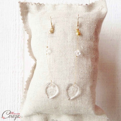Boucles d'oreille mariée cristal pendantes originales nature chic "Alyssa"