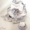 Bouquet mariage hiver ivoire gris argent tissu satin "Clémence"