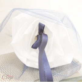 Porte-alliances Duo bleu marine blanc original fleur personnalisable