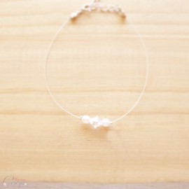 Bracelet mariée témoin simple et joli perles et cristal Swarovski personnalisable "Candice"