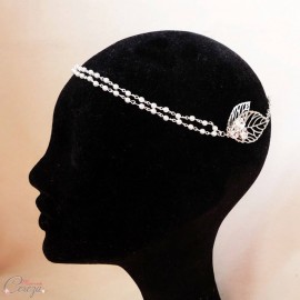 Headband mariage bohème chic perles strass Swarovski feuilles  "Gipsy"