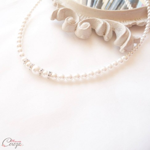 Collier de mariée perles strass rétro féérique 'Holly'