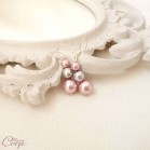 Boucles d'oreille mariage rose gris perles pendantes "Salomé"