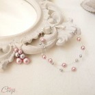 Bracelet mariage rose gris perles double rang personnalisable "Mina"