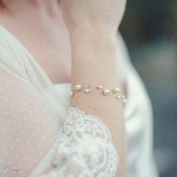 Bracelet mariée perles double rang  personnalisable "Mina"