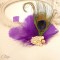 mariage violet doré bijou de coiffure plume de paon voilette rétro chic
