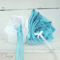 Mariage turquoise blanc porte-alliance floral original personnalisable "Simplicité"