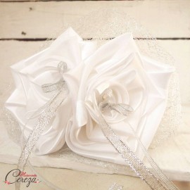 Porte-alliances mariage argent blanc hiver chic "Simplicité"