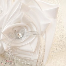 Porte-alliances mariage argent blanc hiver chic "Simplicité"