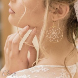 Bijou mariage bohème chic Boucles oreilles poétiques "Dreamcatcher" attrape-rêve créoles