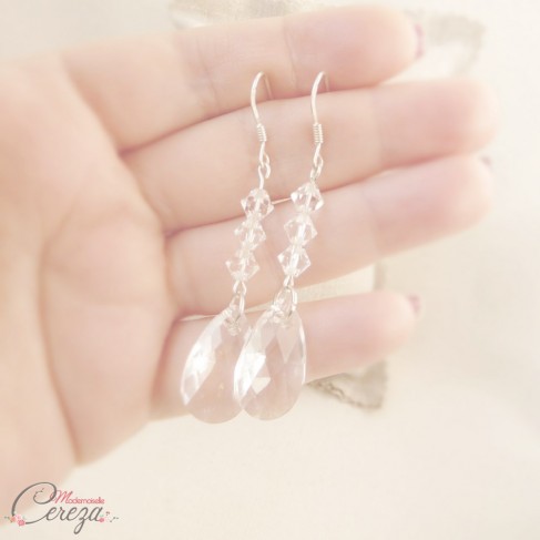 Boucles d'oreilles Swarovski pendantes cristal chic "Victoria"