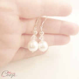 Boucles d'oreille mariage perle chic originales cristal Swarovski "Olympe"