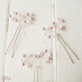 Bijoux de coiffure perles rose ivoire ou rose blanc 'Annaëlle' romantique 