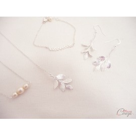 Parure mariée champêtre chic argent sur-mesure réservée Cynthia