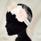 Headband mariage rétro chic ivoire nude fleurs voilette "Faustine" - Accessoire coiffure