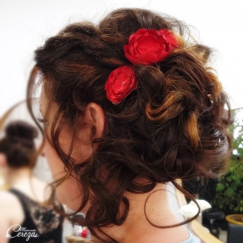 Headband mariage fleurs rouge champêtre chic Inaya