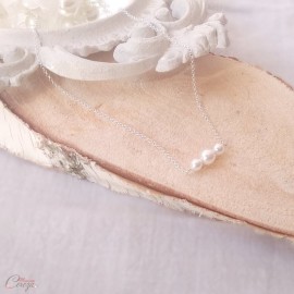 Collier mariée épuré perles argent ou plaqué or "Alessandra"  Bijou mariage personnalisable