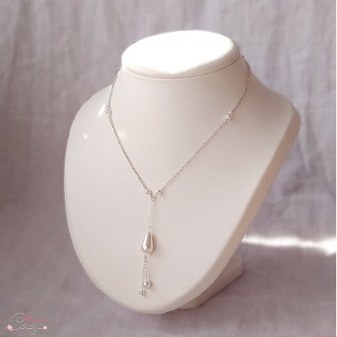 Bijoux mariage discret collier mariée fil transparent et perle