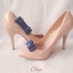 Bijoux de chaussures noeud bleu marine clips Mary