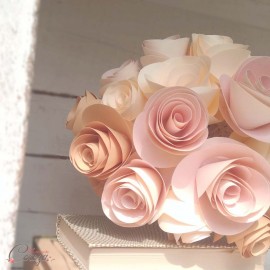 Bouquet mariée papier origami "Gabriella" rose poudre ivoire beige