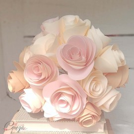 Bouquet mariée papier origami "Gabriella" rose poudre ivoire beige