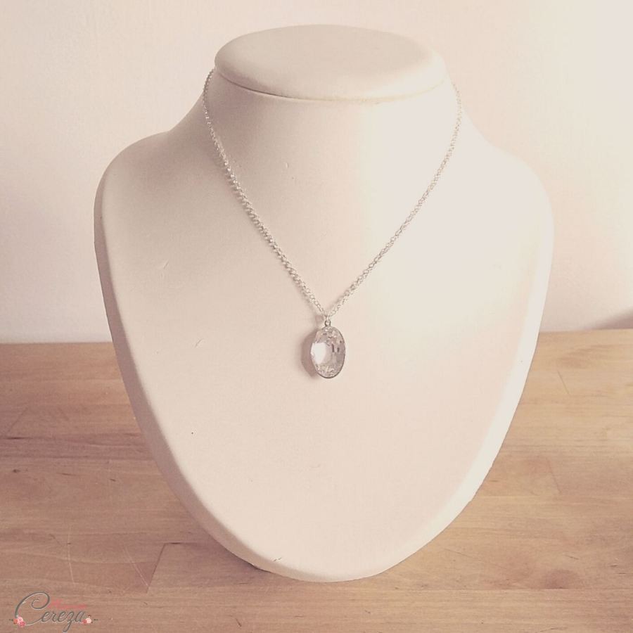 Pendentif Collier Argenté Avec Cristaux - Style Vintage Cœur, Occasion Très Bon état
