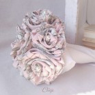 Bouquet de mariée bucolique Toile de Jouy rose gris "Pauline"