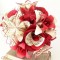 Bouquet de mariée papier partition musique ivoire rouge "Coquelic'Oh !"
