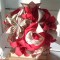 Bouquet de mariée papier partition musique ivoire rouge "Coquelic'Oh !"
