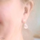 Boucles d'oreille mariée avec goutte strass Swarovski transparent - "Letizia"