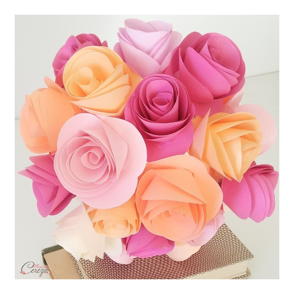 bouquet mariee papier rose orange Gabriella - Bouquet origami