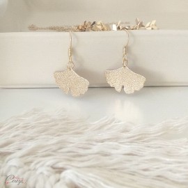 Boucles d'oreille feuille de Ginko mariage champêtre feuille  Bijou mariage 