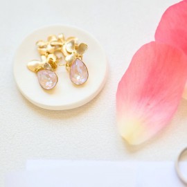 Boucles mariée pendantes fleur et goutte Swarovski  - "isélis"