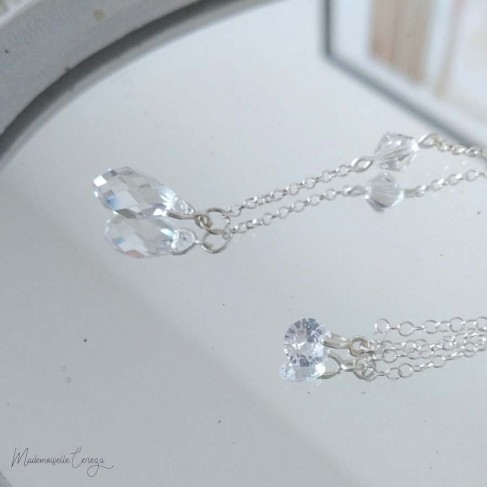 Collier dos nu pendentif cristal Swarovski "Aubrey" - Bijou mariage