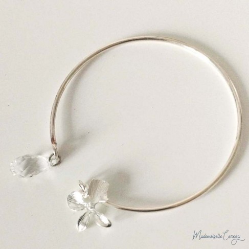 Bracelet mariage cristal Swarovski et fleur "Aubrey" bijoux mariage