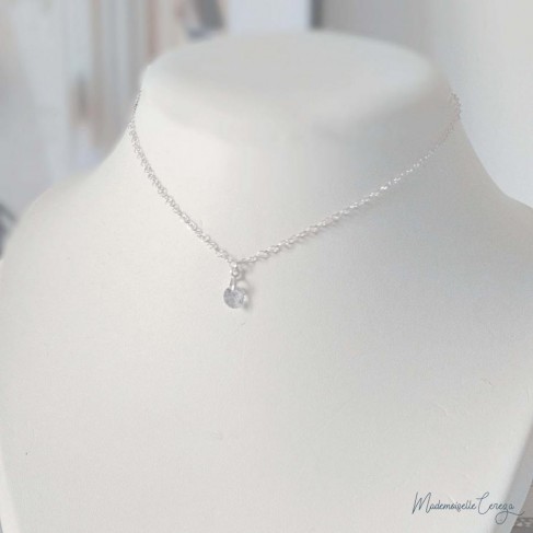 Collier mariage pendentif zircon "Erin" - Bijou mariage personnalisable