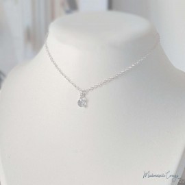 Collier mariage pendentif strass zircon minimaliste "Erin" - Bijou mariage personnalisable