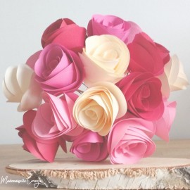 Bouquet de mariée origami rouge rose ivoire "Gabriella" Bouquet fleurs de papier