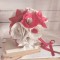 Bouquet de mariée original rouge blanc origami fleurs de papier "Crazy Love"